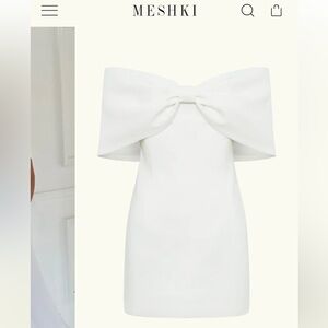 Meshki Strapless White Dress with Bow Detail